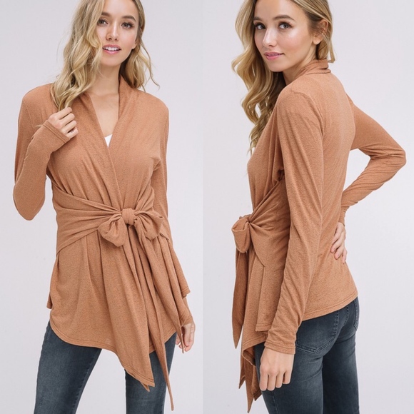 RUSTY Tie Front Cardigan - BRICK - Picture 2 of 2